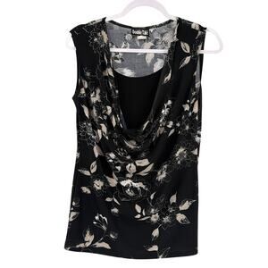 Vtg Y2k Double Take Cowl Neck Womens Top Sz M 90s Dark Academia Floral Corpcore